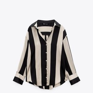 Zara Oversized Striped Button Down Shirt